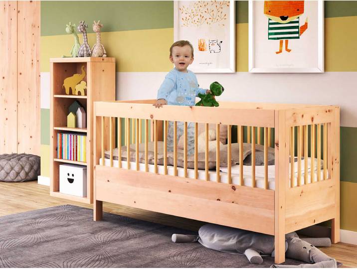 Babybett aus Zirbenholz „Paula“ Massivholz Zirbe