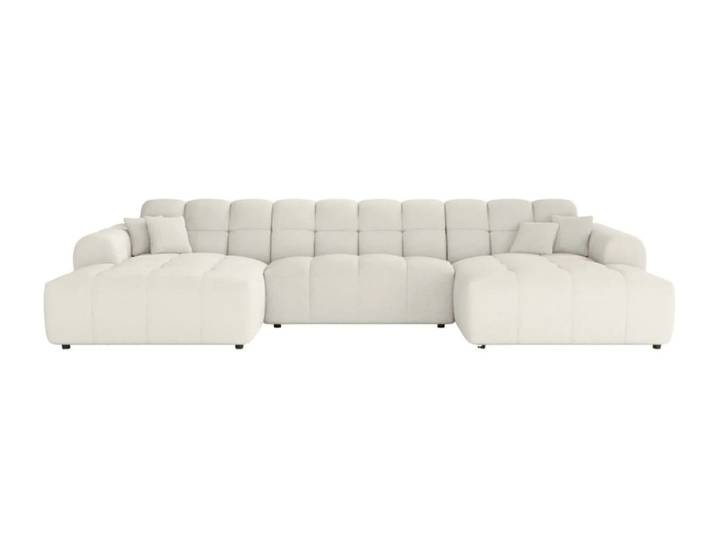 Canapé panoramique tissu bouclette 5 places beige