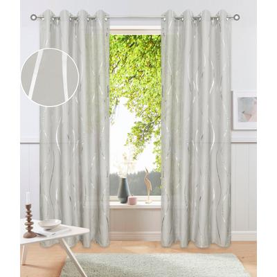 Gardine OTTO HOME "Quinnton", grau (grau, silberfarben), B:140cm H:175cm, Polyester, Polyester, Gardinen, Gardine, Metallic-Akzente, Gardine, mittelleichter Stoff, halbtransparent