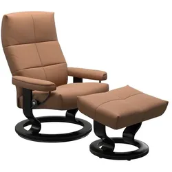 Stressless Sessel mit Hocker David Classic Leder Braun Batick Latte L (Large)