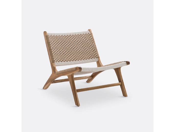 LA REDOUTE Fauteuil lounge teck et corde tressée, Amanda Beige