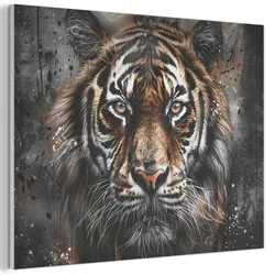 AKUSTIKBILD Tiger - Tiere - Porträt - Luxus - Schwarz Gemälde 80x60 cm