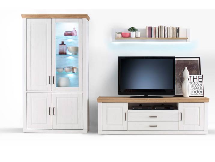 Wohnwand BRIXEN 369x210x52 cm 3-teilig, Nachbildung Pinie...