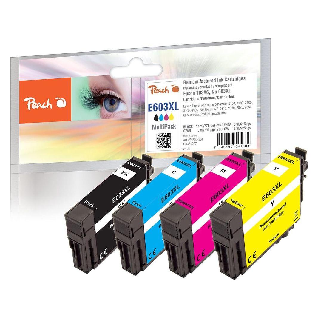 Peach No. 603XL, PEA, Multi-Pack, 6, REM (BK, C, M, Y) (PI200-861)