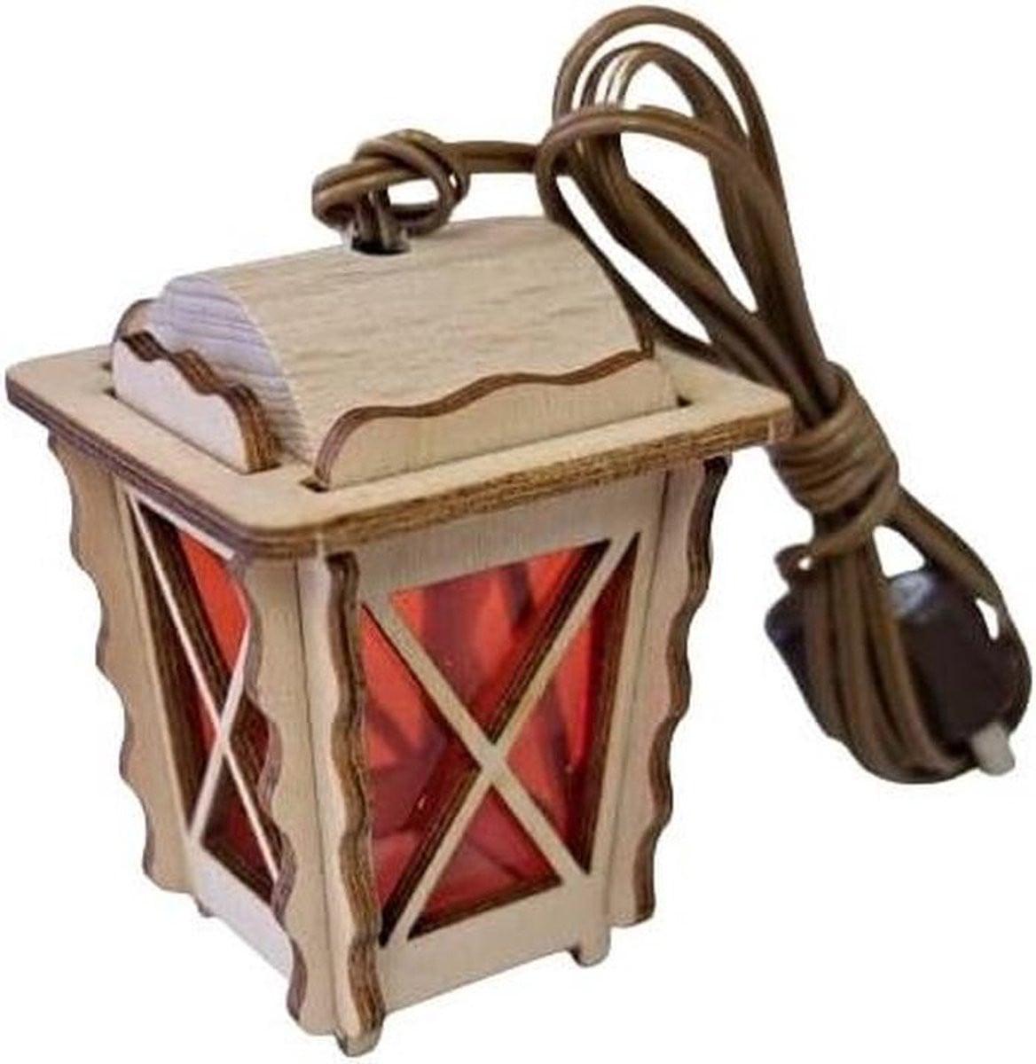 Houten Lantaarn Miniatuur Verlichting Poppenhuis Decoratie Schaal 1:12 Naturel