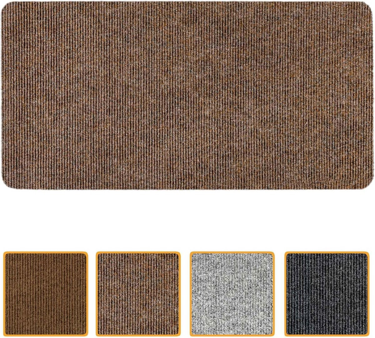 Donkerbruine vuilvanger en voetmat met antisliponderkant, 40 x 80 cm