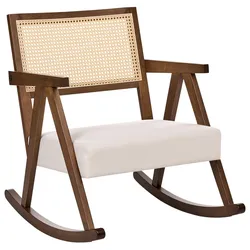 SCHAUKELSESSEL Holz Braun/Hellbeige Rya