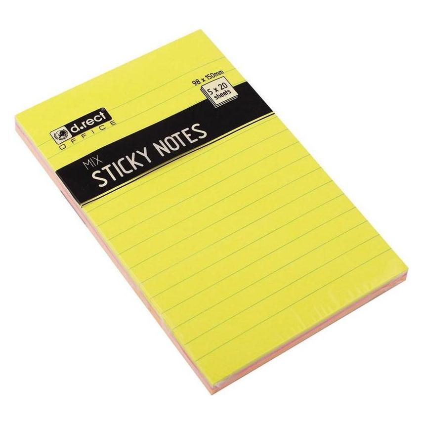 D.Rect Selbstklebendes Notizbuch 98x150mm neonliniert (150 x 98 mm) (42093694)