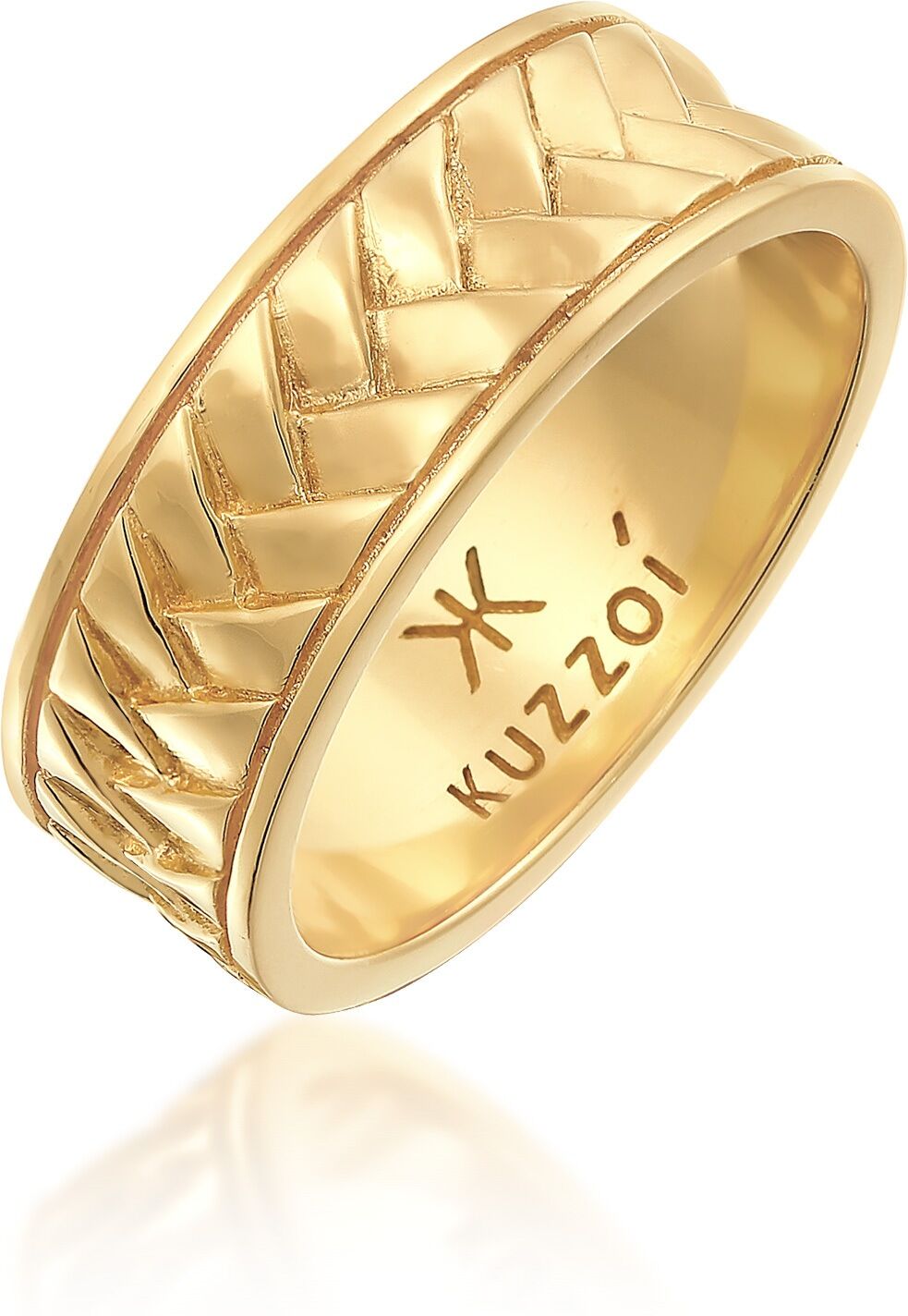Silberring KUZZOI "Ring Herren Bandring Used Vintage Retro 925 Silber" Gr. 62, gold, Fingerringe, Herren, 62, Silber 925 (Sterlingsilber), Silberring