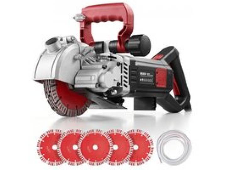 VEVOR Rainureuse Murale 5000 W, Rainureuse Béton Électrique 5460 tr/min, pour Brique, Béton, Pierre et Maçonnerie, avec Ligne de Guidage, 5 Lames et Poignée Réglable, Profondeur et Largeur Réglables