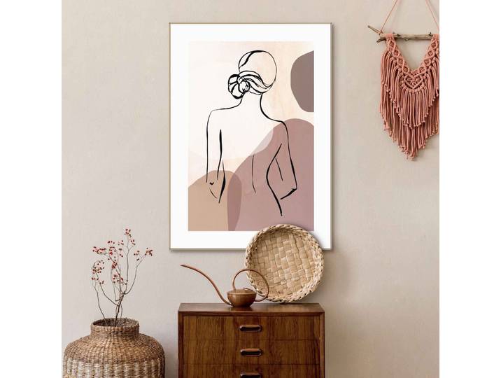 Bild REINDERS Gerahmtes Bild Frau Stiftzeichnung - Abstrakt - Rücken , braun (farbe bild(er): braun), B:50cm H:70cm, MDF, Bilder, Bild