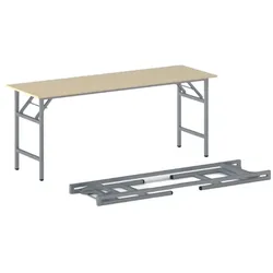 Klapptisch FAST READY, 170x50 cm, graues Metallgestel, Birke