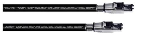 Cordial 15611 RJ45 Patchkabel CAT 6a SF/UTP 3.00m Schwarz PUR-Mantel 1St.