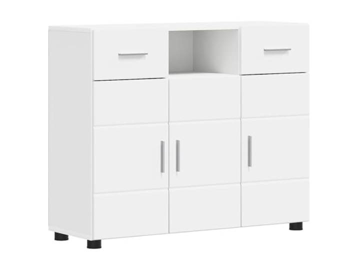 RJPLMFV Aufbewahrungsschrank, weiß, aus technischem Holz Minimalistisches Design, matte Oberfläche, geräumige Fächer, feucht abwischbar, für den Innenbereich geeignet