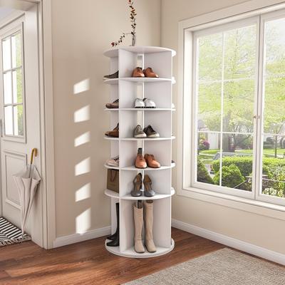 Aura Rotating Shoe Rack Tower, 6-Tier Spinning Shoe Rack, Free Standing 360 Revolving Shoe Organizer