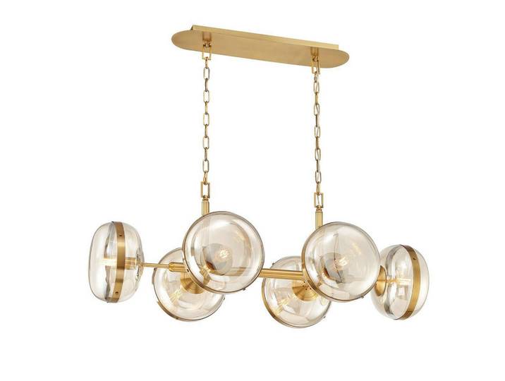 Elstead Lighting Pendelleuchte, Messingfarben, Metall, Glas, 110.5x44 cm, höhenverstellbar, Lampen & Leuchten, Innenbeleuchtung, Hängelampen, Pendelleuchte