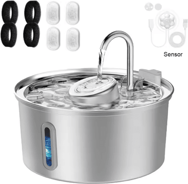 Inspire Picks Aqua View 3.2L Stainless Steel Pet Water Fountain With Advanced Filtration water 4chips Sensor