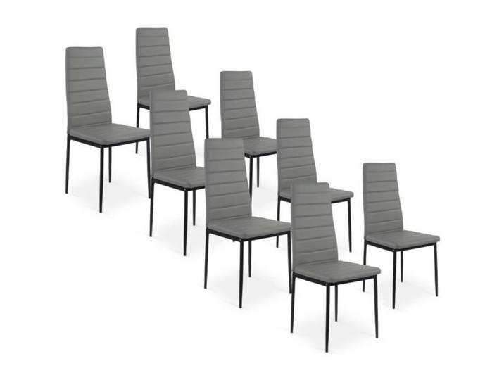 Lot de 8 chaises Strip Gris