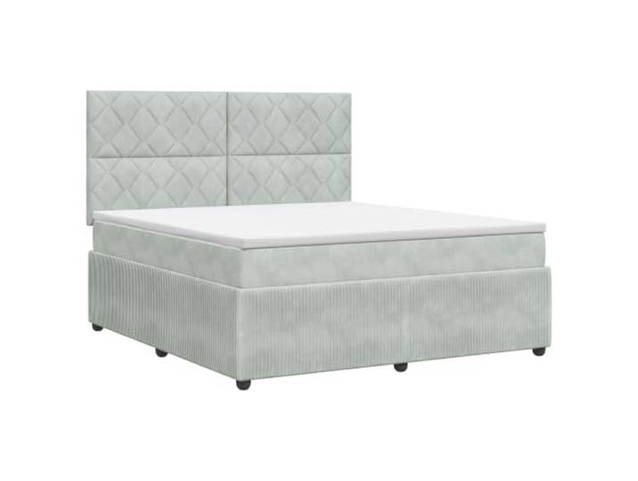KTHLBRH Boxspringbett mit Matratze Hellgrau 160 x 200 cm Kopfteil verstellbar 78-88 cm, Lattenrost, abnehmbare Bezüge, Holzkonstruktion, inklusive Topper