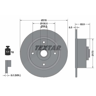 Textar 1x Bremsscheibe [Hersteller-Nr. 92010300] für VW