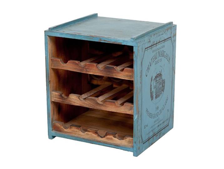 LebensWohnArt Weinregal Flaschenbox SURAT Blue Fregata ca. H40cm Weinregal