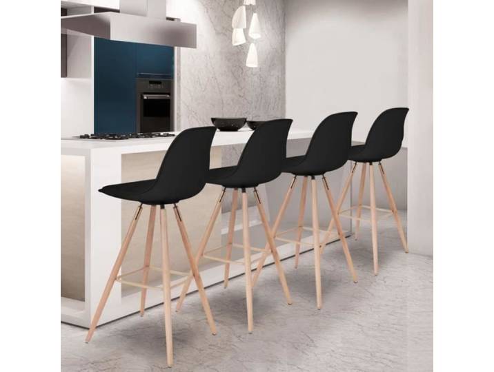 IDMARKET Lot de 4 tabourets de bar SARA noir