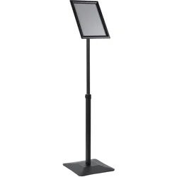 Infoständer A4 PREMIUM höhenverstellbar mit Klapprahmen schwarz, Aluminium, Metall, Kunststoff