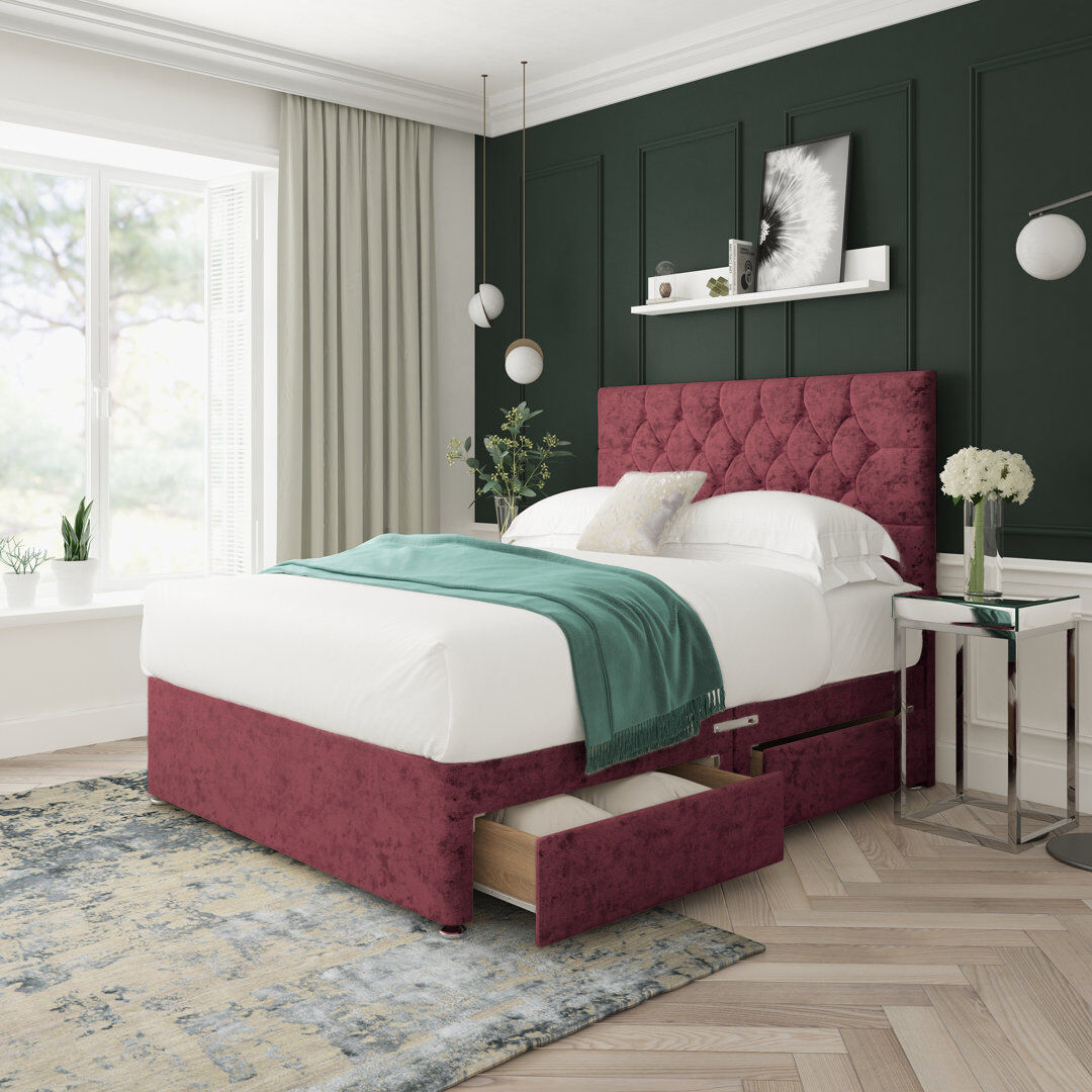 JC Beds Ltd. Upholstered Divan Bed Aubergine Single (3')