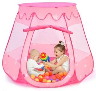 Costway Pink Portable Kid Play House Play Tent with 100 Balls