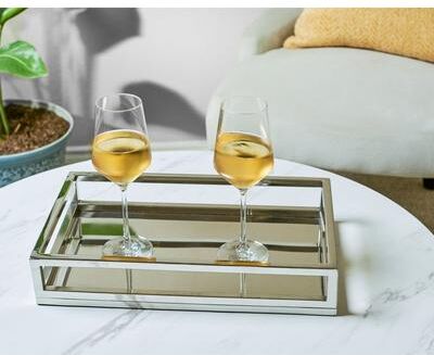 "Sol Living Stainless Steel Rectangular Tubular Serving Tray - Tubular, 15"" x 2.7"" x 8"""