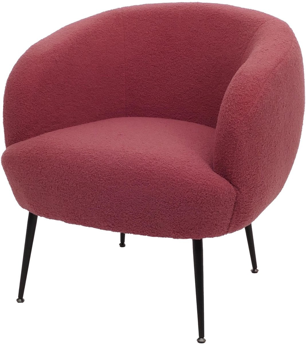 Lounge fauteuil MCW-O37 cocktail/club fauteuil met bouclé textiel en paars-rood en metaal onderstel