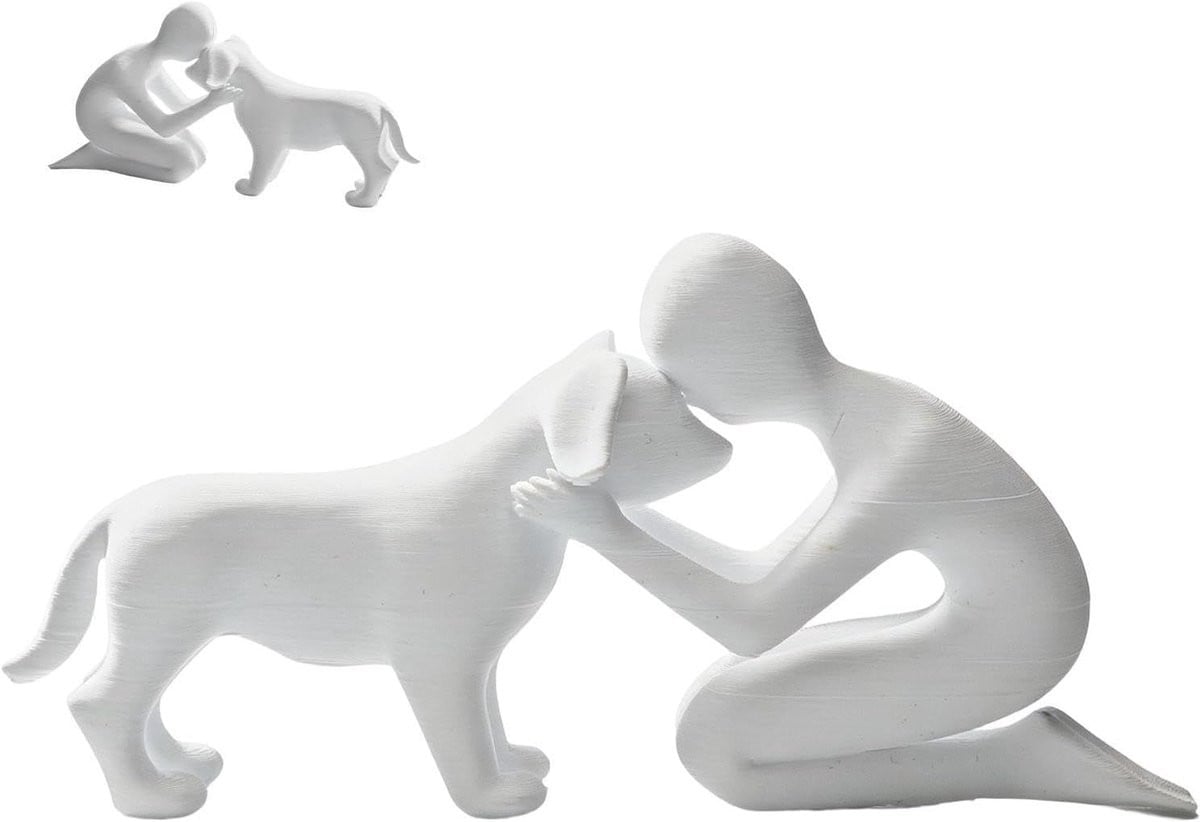 Wit herdenkingsbeeld voor honden - Decoratief huisdier souvenir voor in de woonkamer - Hoogte: 17 cm