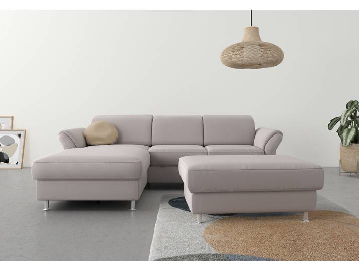 Ecksofa, Webstoff, Beige, 250×185 cm, Mit Armteil- & Kopfteilverstellung, SIT & MORE
