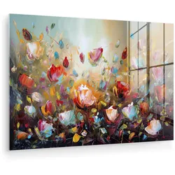 ACRYLGLASBILD Blumen - Kunst - Natur - Ölgemälde Room Decor 90x60 cm
