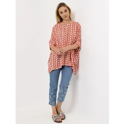 DINE 'N' DANCE Bluse, 3/4-Arm Stehkragen durchgeknöpft oversize