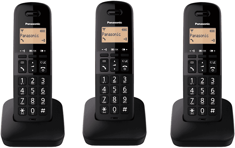 REACONDICIONADO Seminuevo Muy bueno Teléfono - Panasonic KX-TGB613SPB, Inalámbrico, 1.4", 3 unidades incluidas, Hasta 18h, 50 entradas, Negro