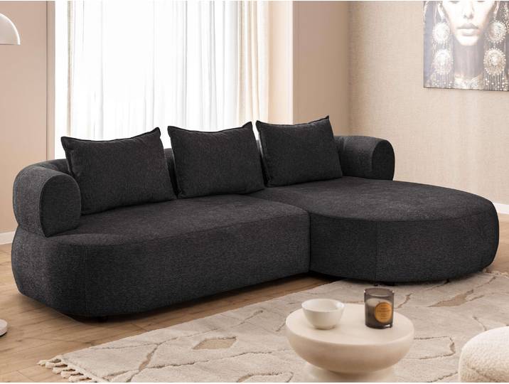 Ecksofa HOME AFFAIRE LUSSAC L-Form Design-Sofa mit Zierkissen, Masse B/T/H: 257/159/78 cm , schwarz, B:257cm H:78cm T:159cm, 100% Polyester, Sofas, Ecksofa, hoher Sitzkomfort und modernes Design, Sofa ohne Bettfunktion