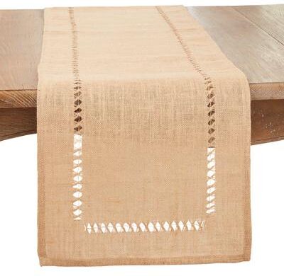 Saro Lifestyle "Earthy Elegance Jute Hemstitch Table Runner - 16""x72"""