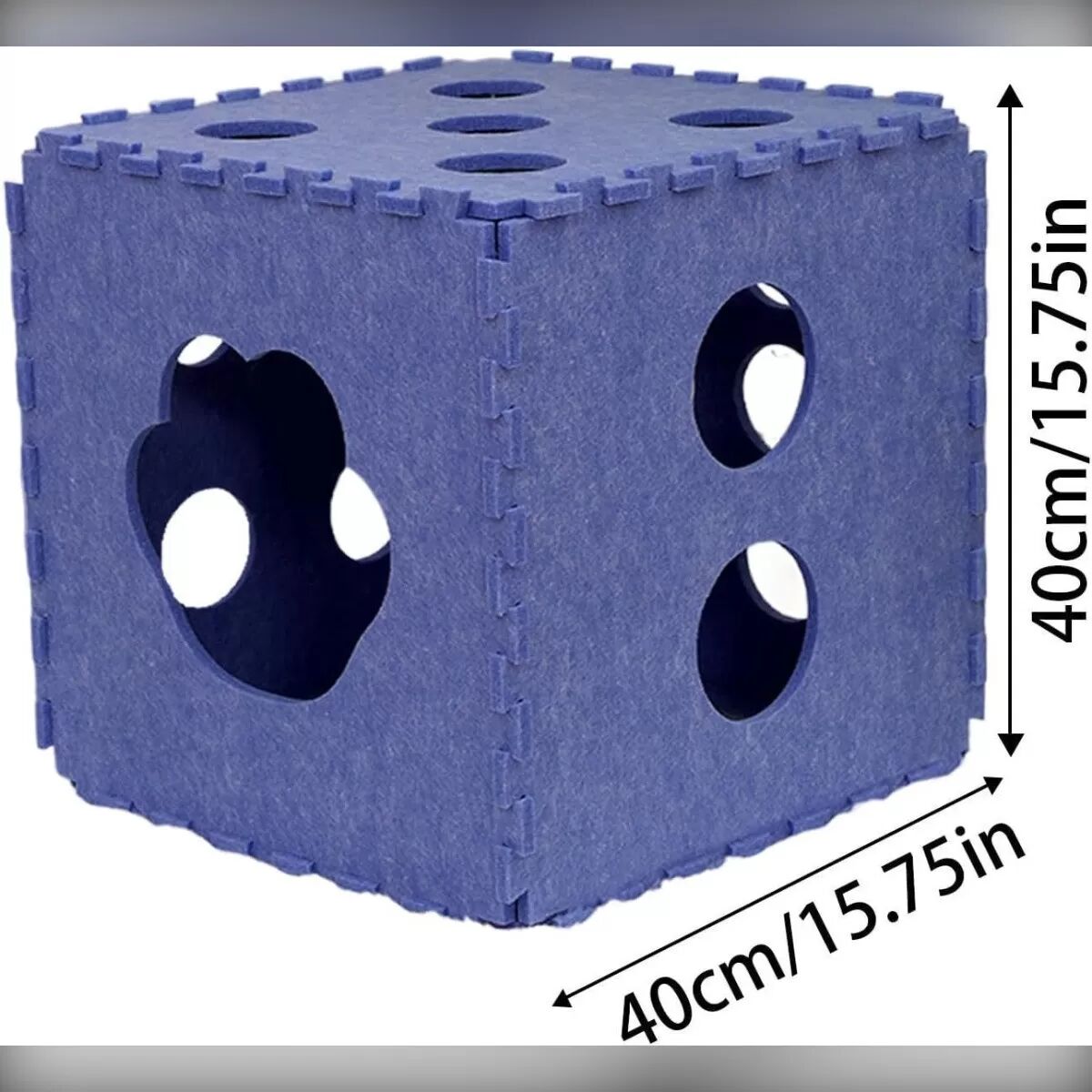INF Lit tunnel transformable en feutre pour chat - Cachette interactive et confortable Bleu