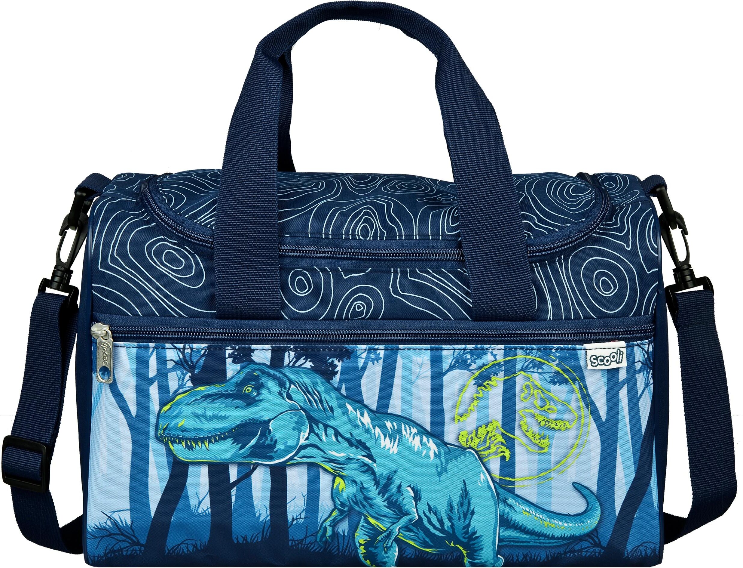 Sporttasche SCOOLI, Damen, Gr. B/H/T: 35cm x 23cm, blau (jurassic world), Polyester, Taschen Sporttasche jurassic world B/H/T: 35cm x 23cm