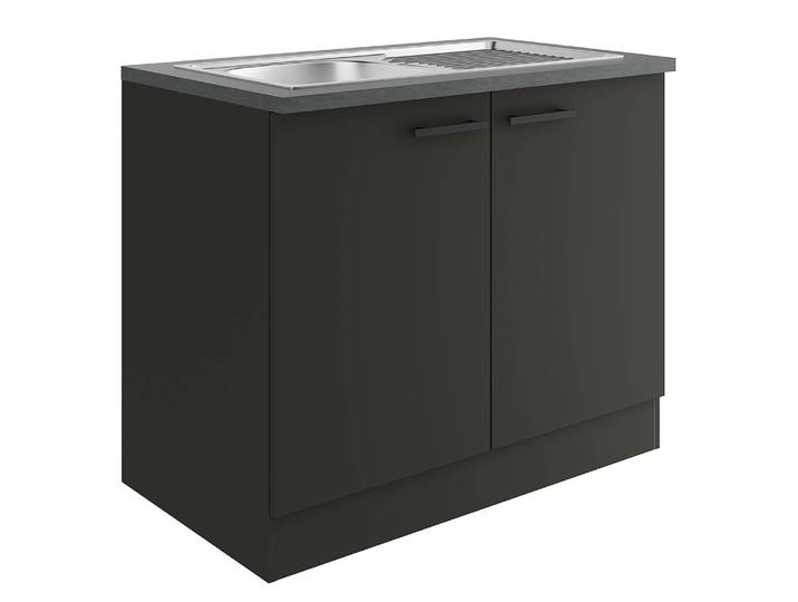 Meuble sous évier variante A 100 x 85 x 60cm Gris/Anthracite mat