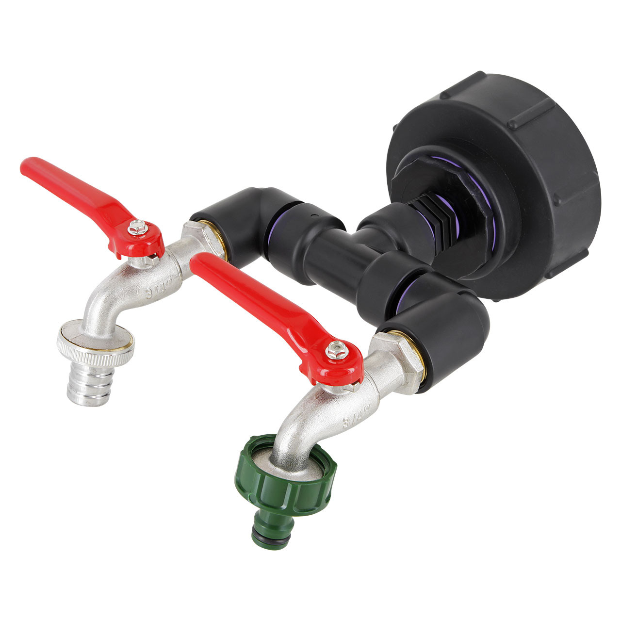 REKUBIK IBC Adapter S100x8 - 2-fach 3/4" Kugelhahn + "GARDENA" kompatibel