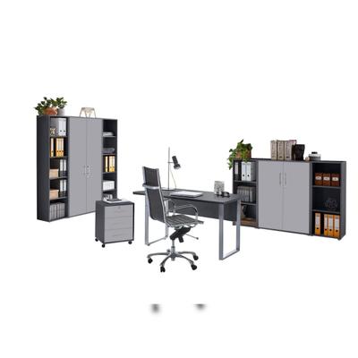 moebel-dich-auf Büromöbel-Set TABOR 5 in anthrazit / lichtgrau, Arbeitszimmer Komplett-Set Büro