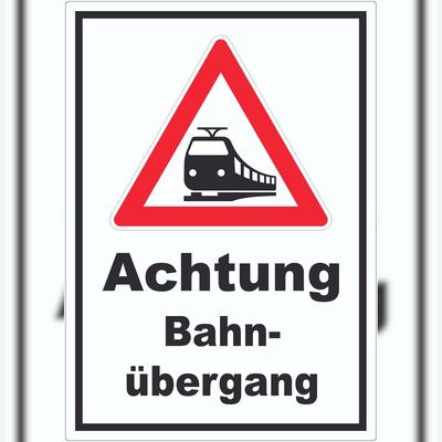 HB-Druck Aufkleber Achtung Bahnübergang A1 (594x841mm)