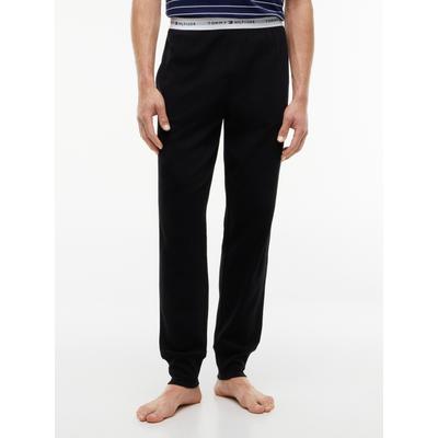 Pyjamahose "JERSEY CUFFED", Herren, Gr. L (52), N-Gr, schwarz, Jersey, Obermaterial: 100% Baumwolle, TOMMY HILFIGER UNDERWEAR, unifarben, Basic lang, Hosen Pyjamahose, mit Bündchen und Logos