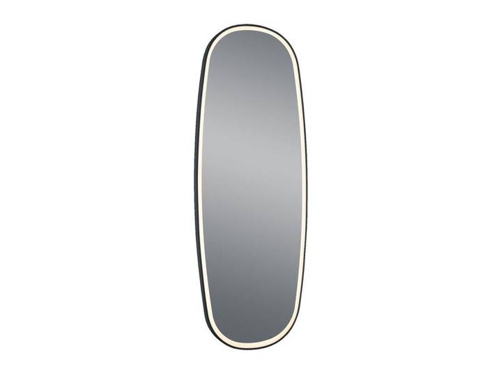 Badezimmerspiegel, Silberfarben, Glas, oval, 60x160x4 cm, feuchtraumgeeignet, Ganzkörperspiegel, Badezimmer, Badezimmerspiegel, Badspiegel