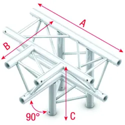 Milos Pro-30 Triangle P Truss - T-Cross + down 4-way - 50 cm ATB42sp - 90° corner - silver - P
