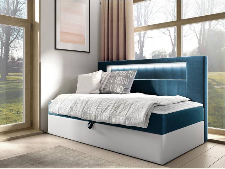 MIRJAN24 Boxspringbett Gold Junior 2 (mit Bettkasten und Beleuchtung), mit Bonellfederkern, Härtegrad - H3