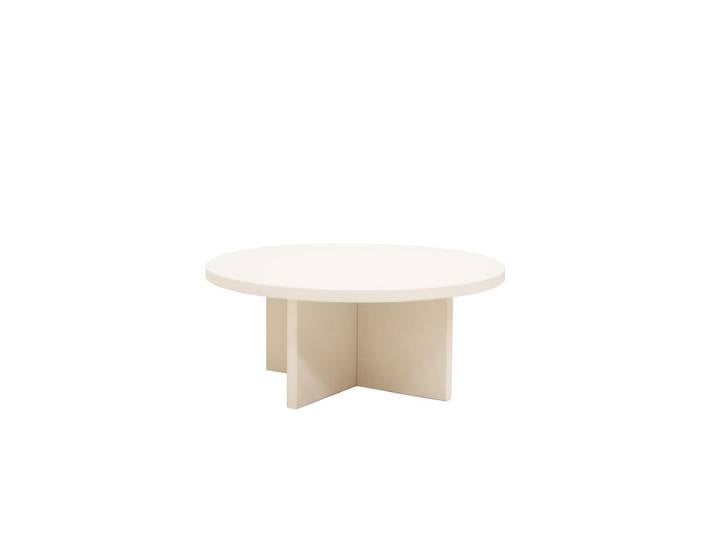 Table basse ronde en microciment blanc cassé de Ø60x33cm