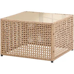 COUCHTISCH outdoor 66/66 cm Polyrattan Beige Omegana